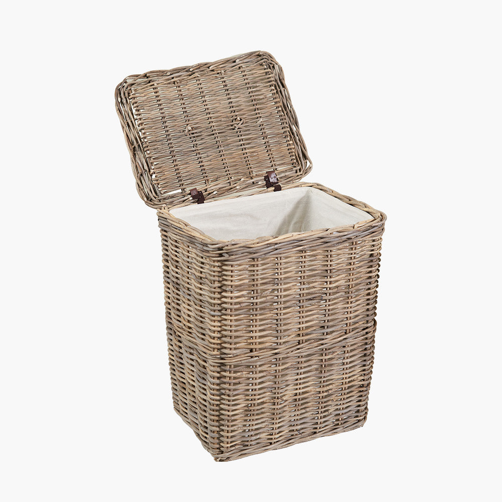 Tobs S/2 Grey Kubu Rectangular Linen Baskets with Handles
