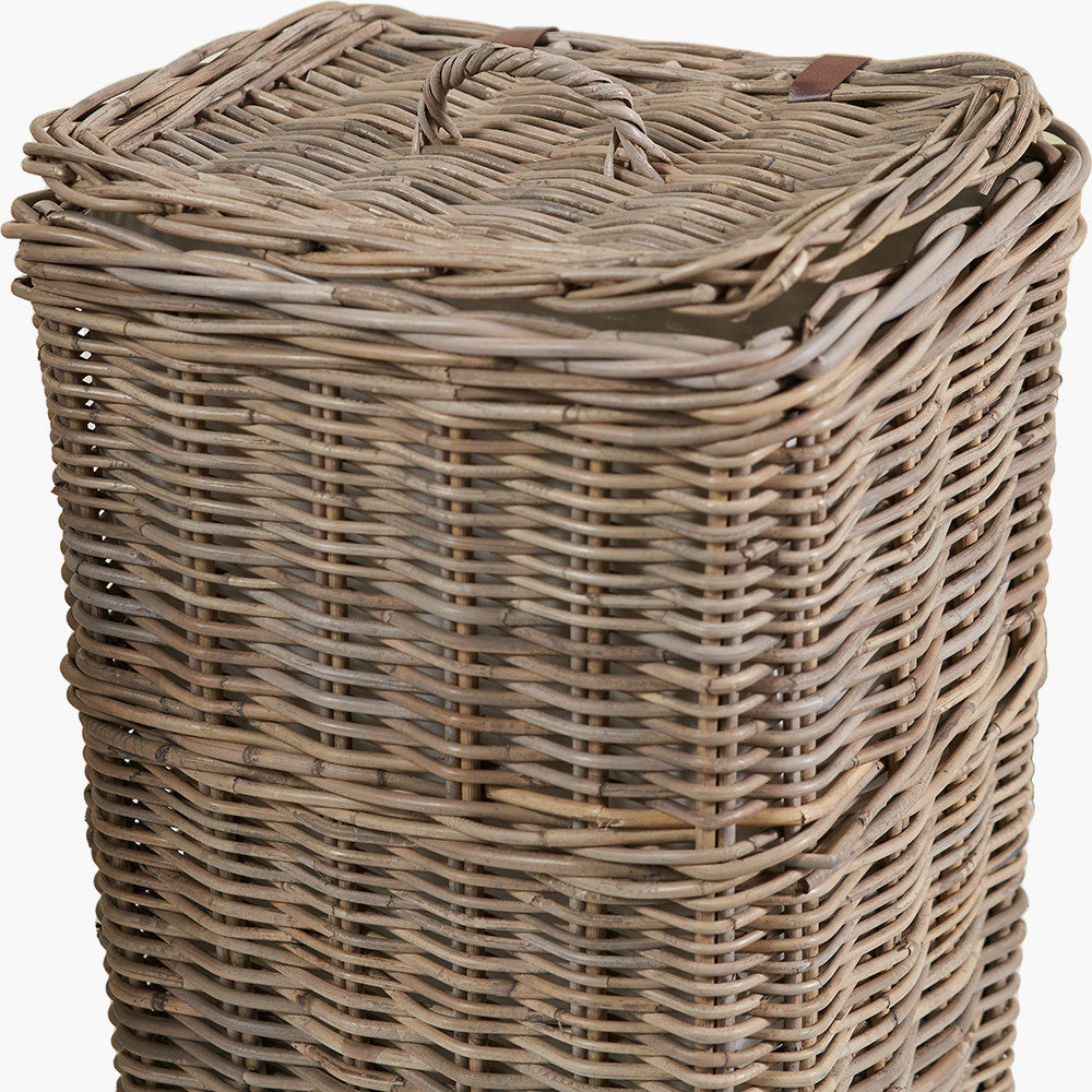 Tobs S/2 Grey Kubu Rectangular Linen Baskets with Handles