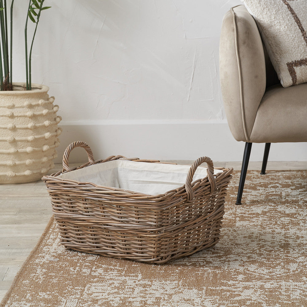 Grey Kubu Rectangular Handled Laundry Basket