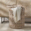 Brown Rattan Round Linen Basket