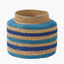 Tobs Seagrass Natural, Blue and Turquoise Stripe Round Basket