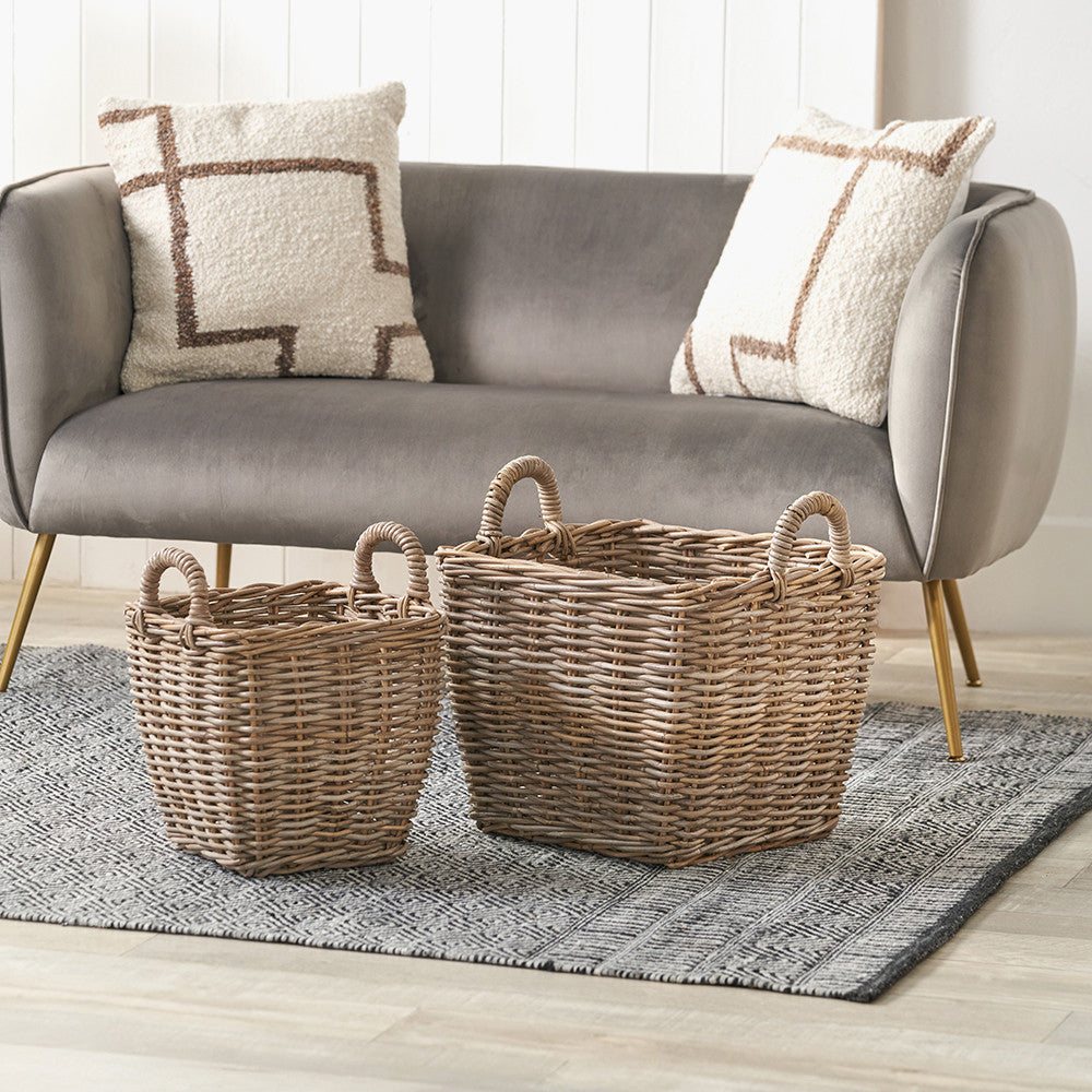 Tobs S/2 Grey Kubu Graduated Square Storage Baskets