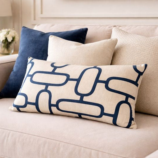 Malini Rectangle Edison Blue Cushion