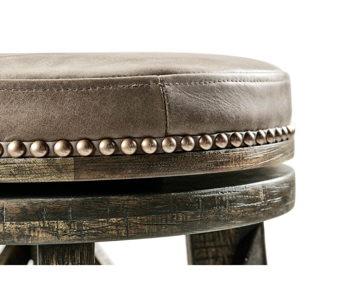 Dark Driftwood Bar Stool Rustic in Leather