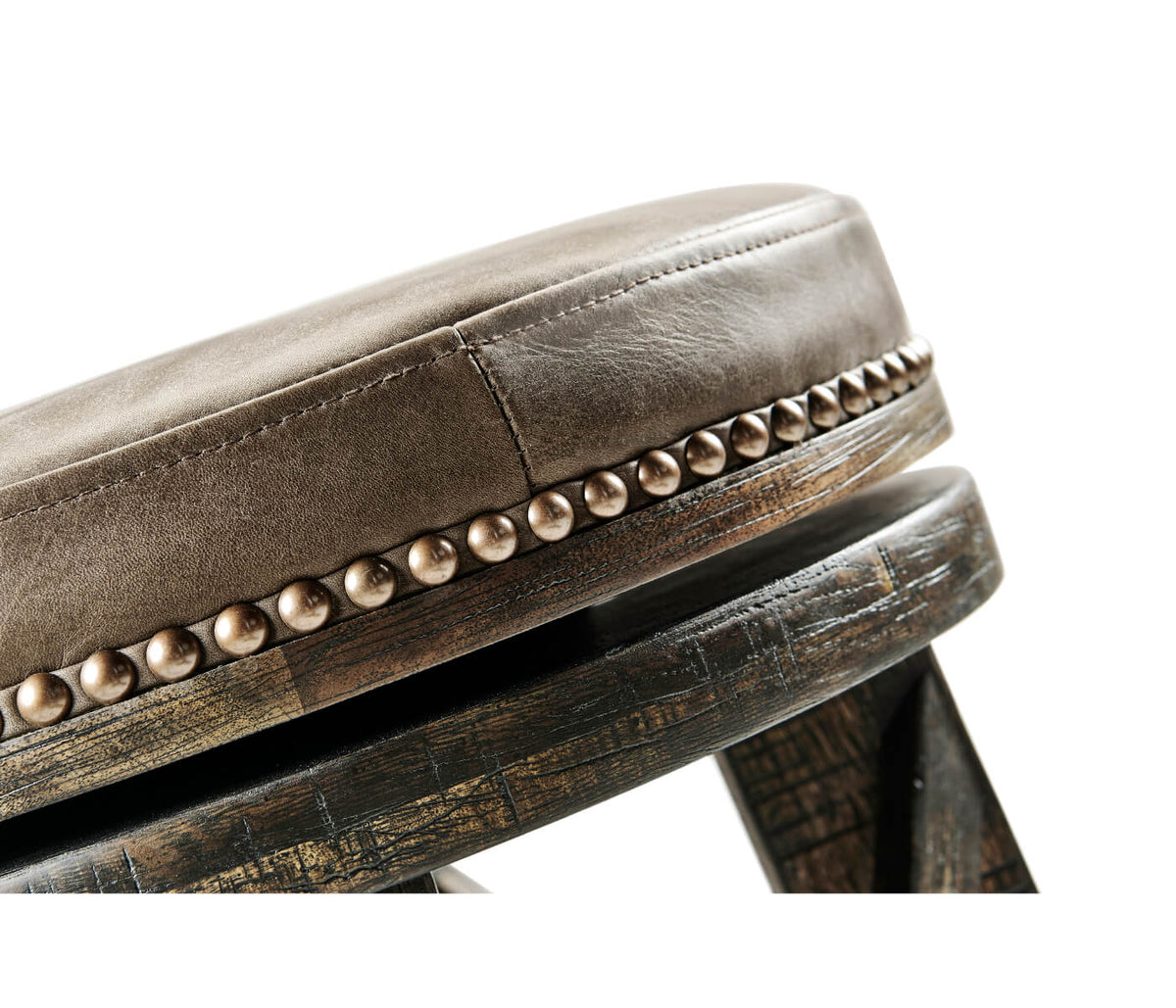 Dark Driftwood Bar Stool Rustic in Leather