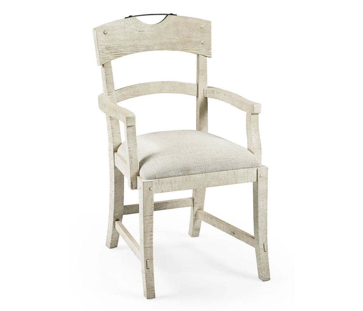White Wash Dining Armchair Rustic Planked - Shambala