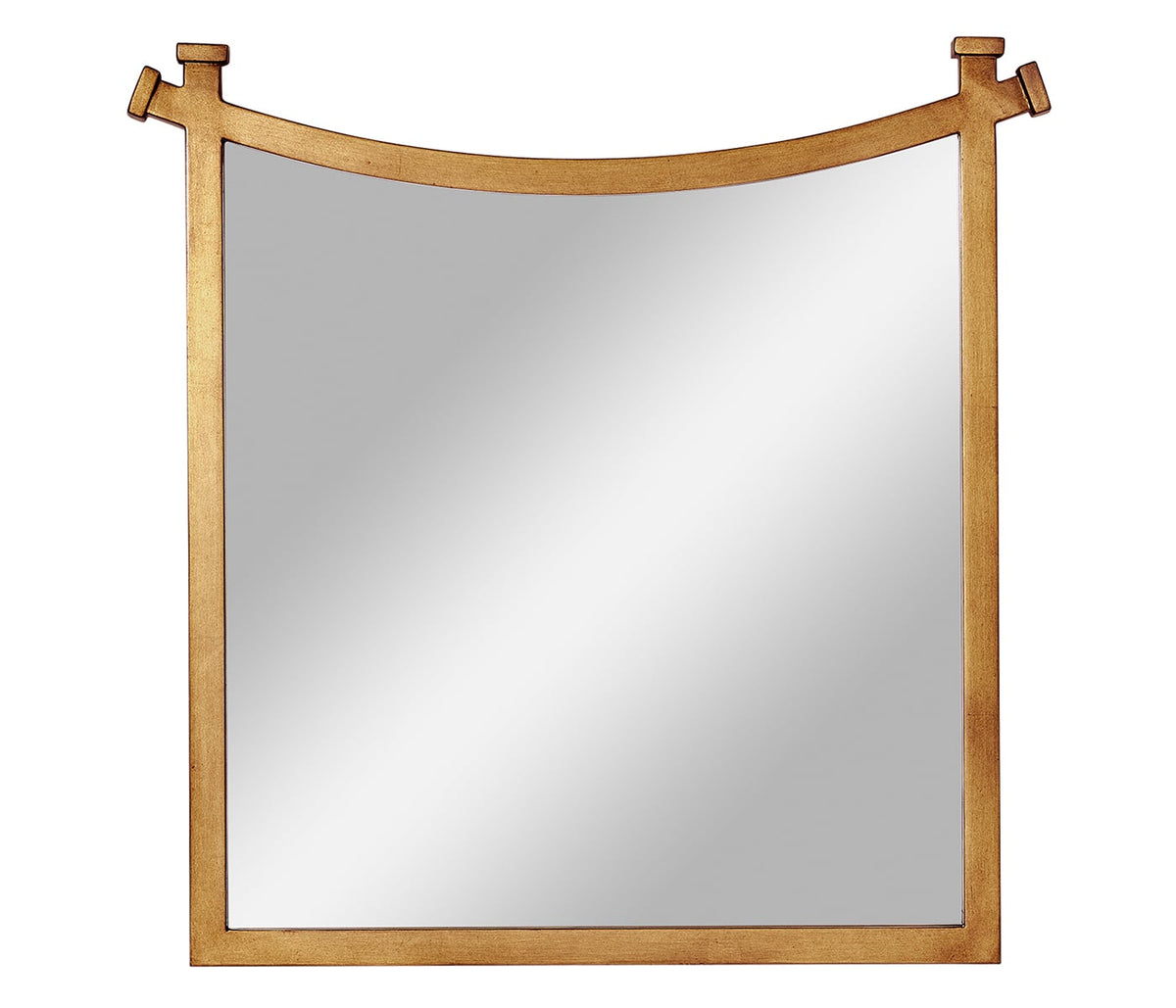 Square Gilded Iron Mirror with Curved Top