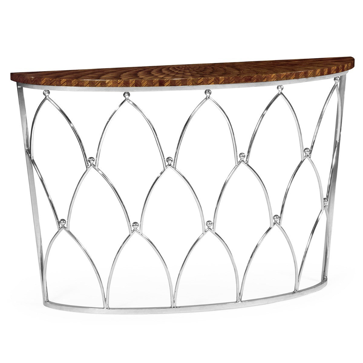 Demilune Console Table with Feather Inlay