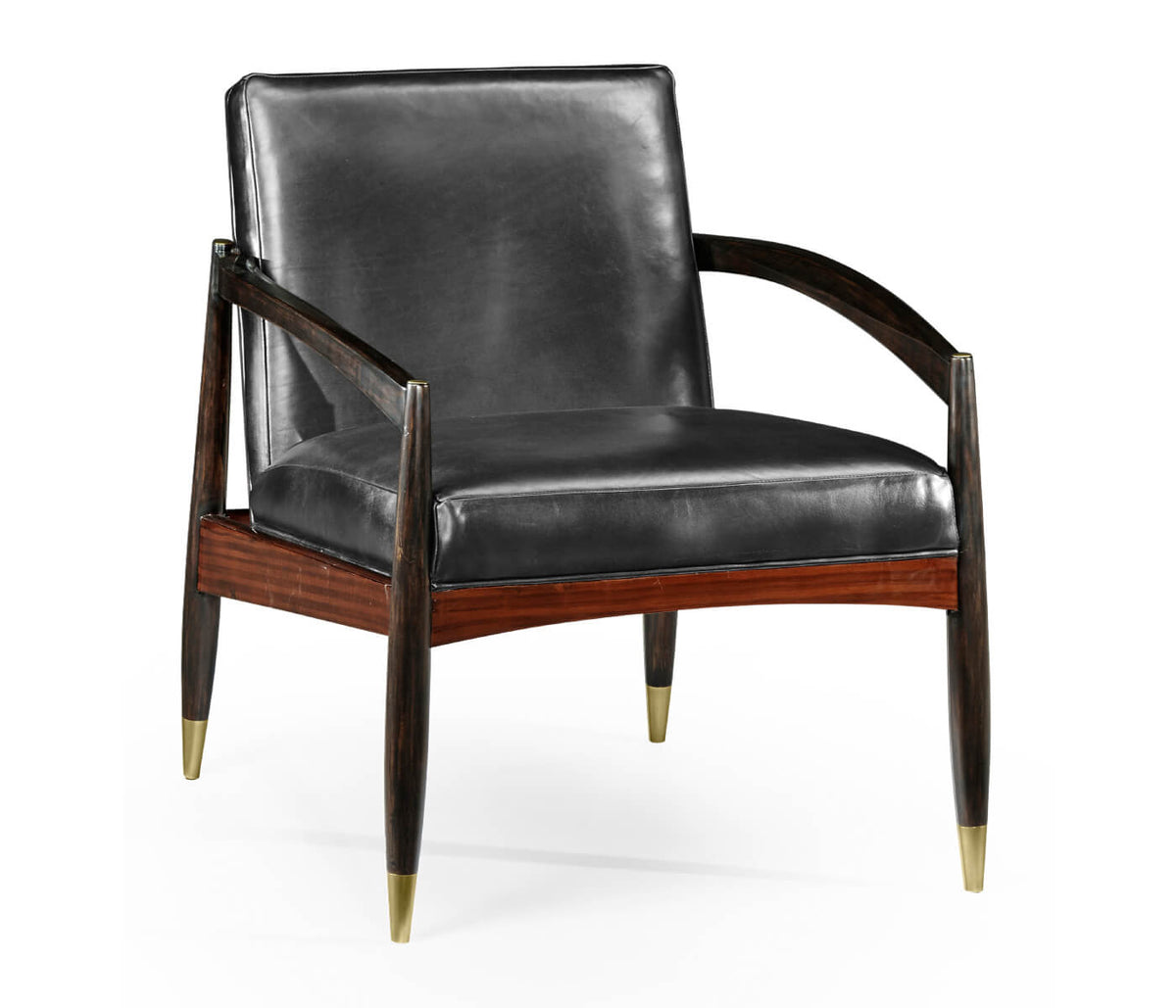 Ebonised London Occasional Chair - Black Leather
