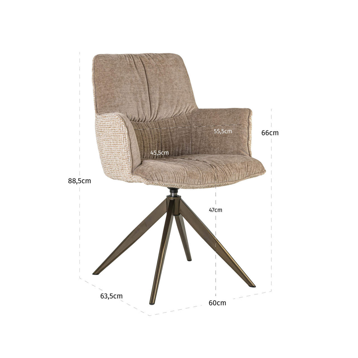 Dining chair Chase cream blockweave swivel
