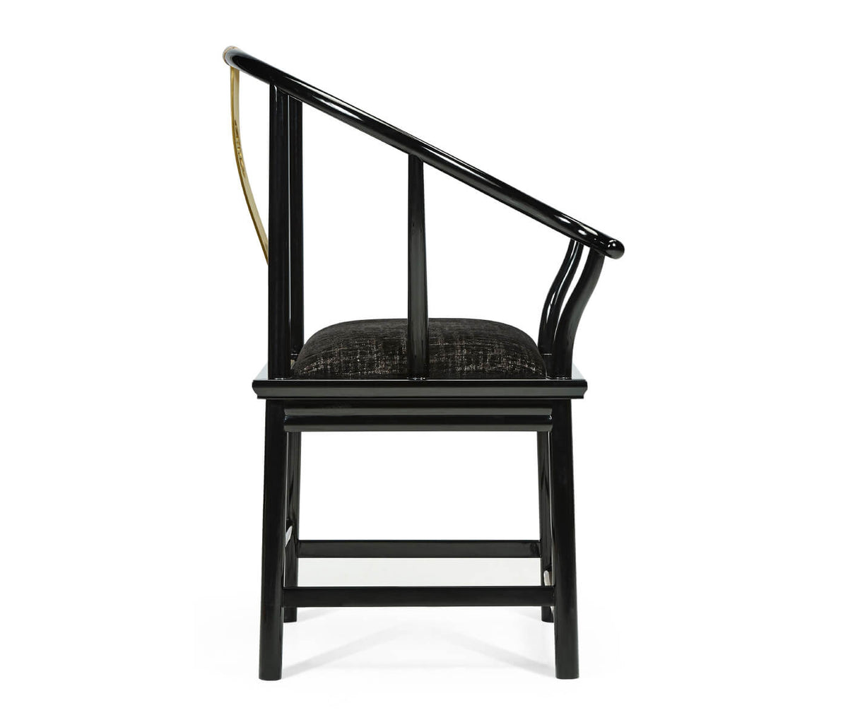 Asian Fusion Curved Dining Armchair in Capriccio