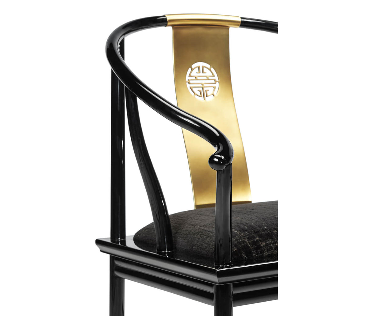 Asian Fusion Curved Dining Armchair in Capriccio