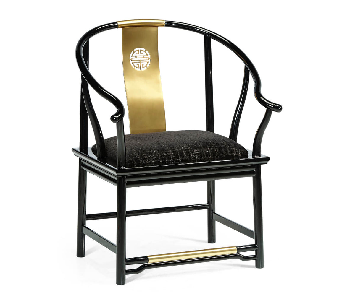 Asian Fusion Curved Dining Armchair in Capriccio