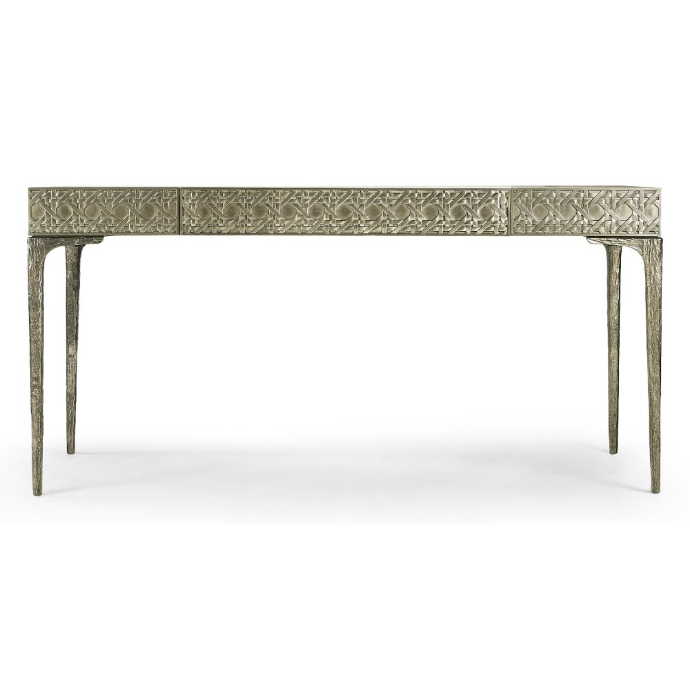 Cnoidal Cane Carved Metal Desk