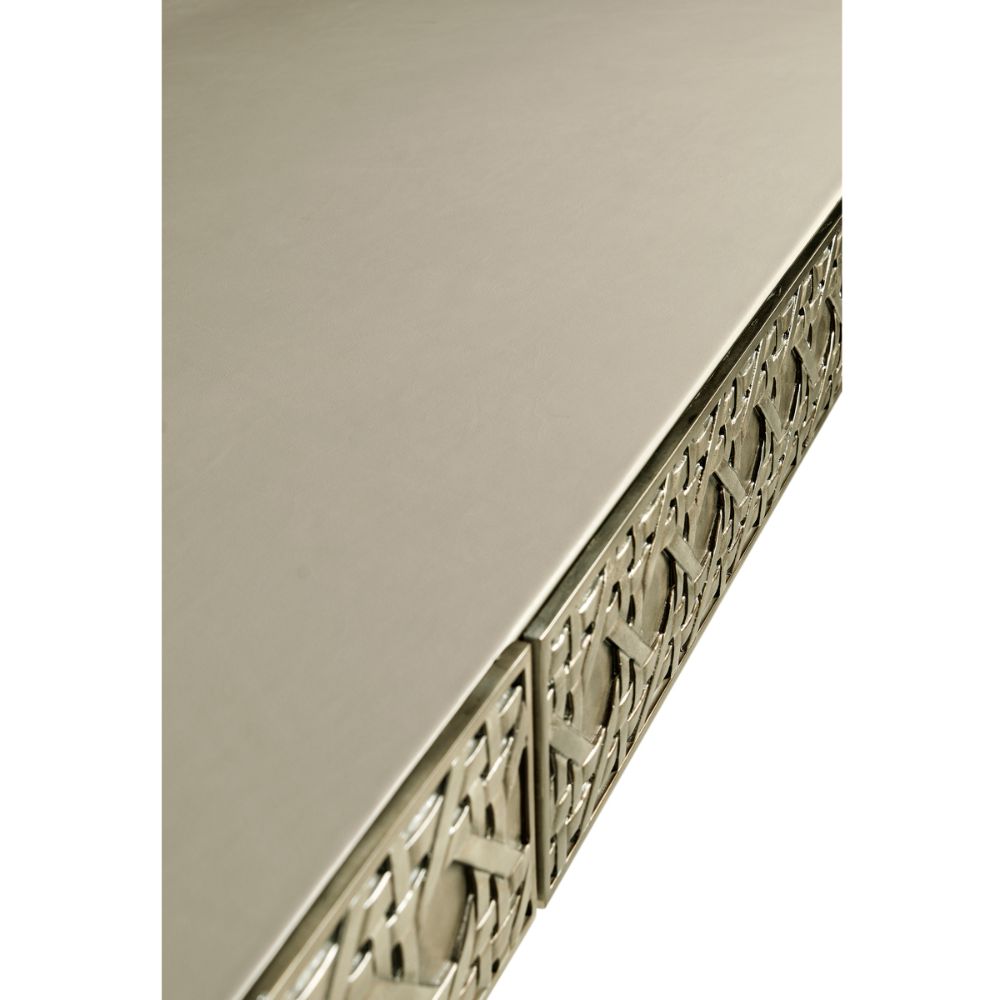 Cnoidal Cane Carved Metal Desk
