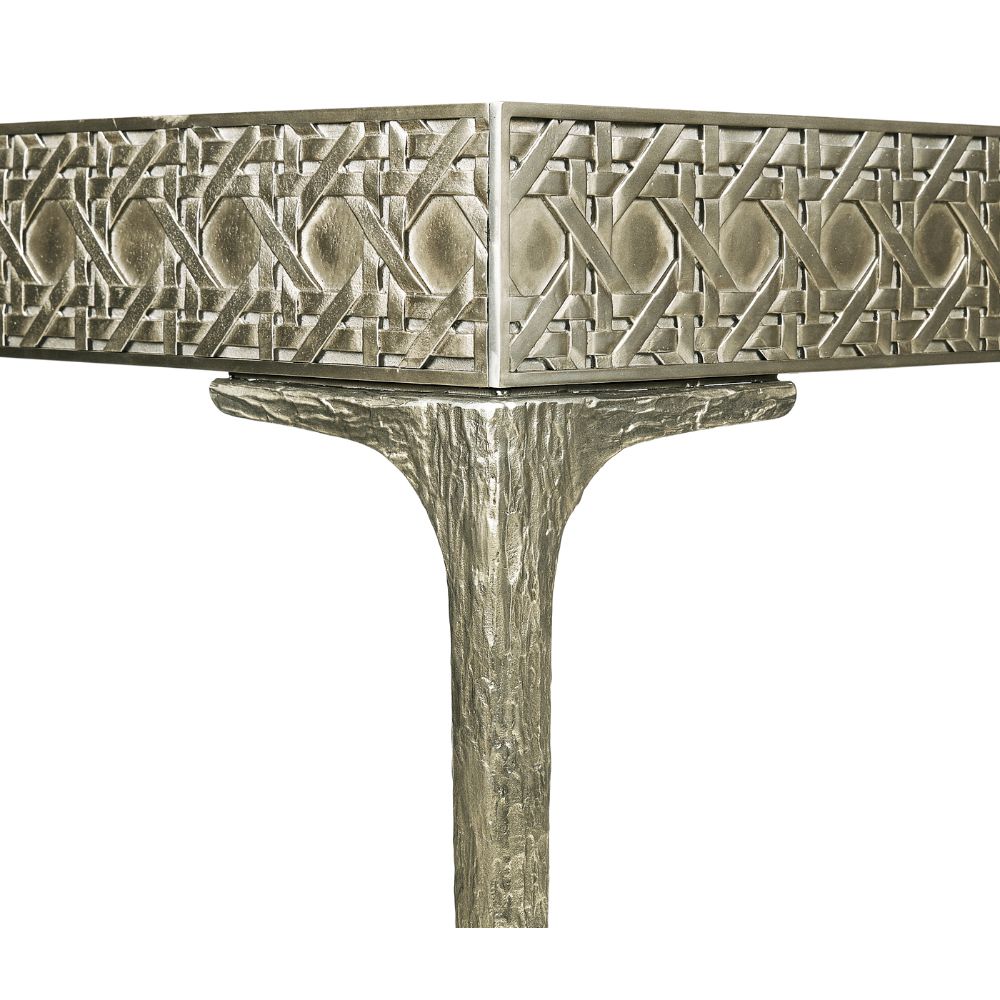 Cnoidal Cane Carved Metal Desk