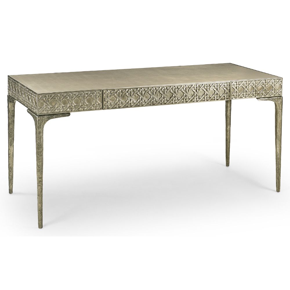 Cnoidal Cane Carved Metal Desk