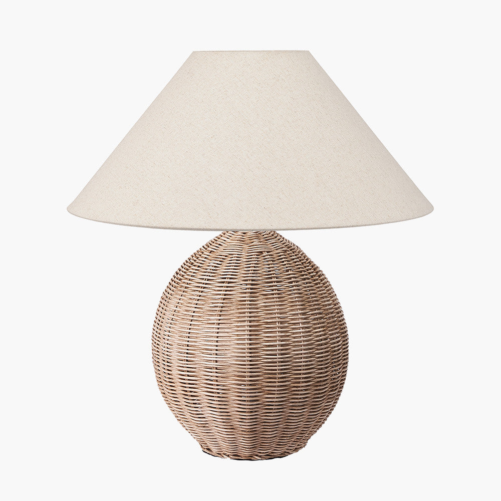 Raffles Large Rattan Cream Wash Table Lamp Base with Harley 45cm Slubby Hopsack Empire Lampshade