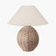 Raffles Large Rattan Cream Wash Table Lamp Base with Harley 45cm Slubby Hopsack Empire Lampshade