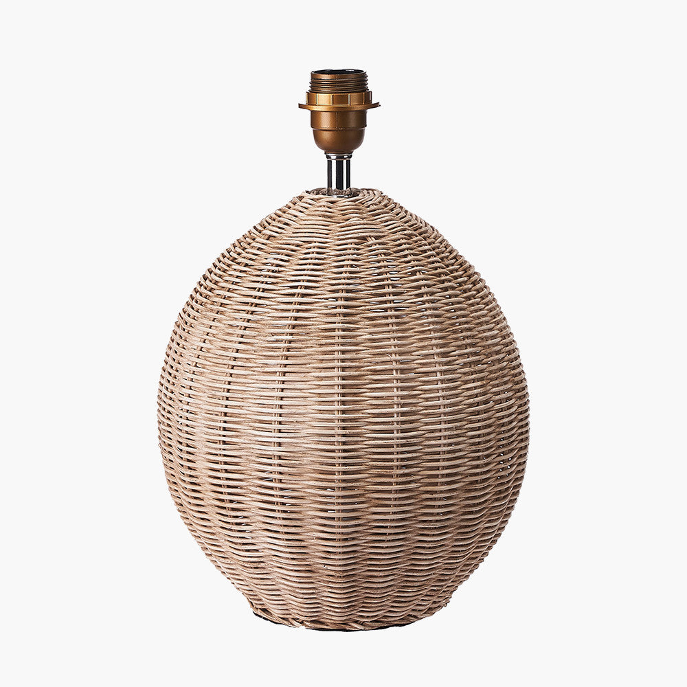 Raffles Large Rattan Cream Wash Table Lamp Base with Harley 45cm Slubby Hopsack Empire Lampshade