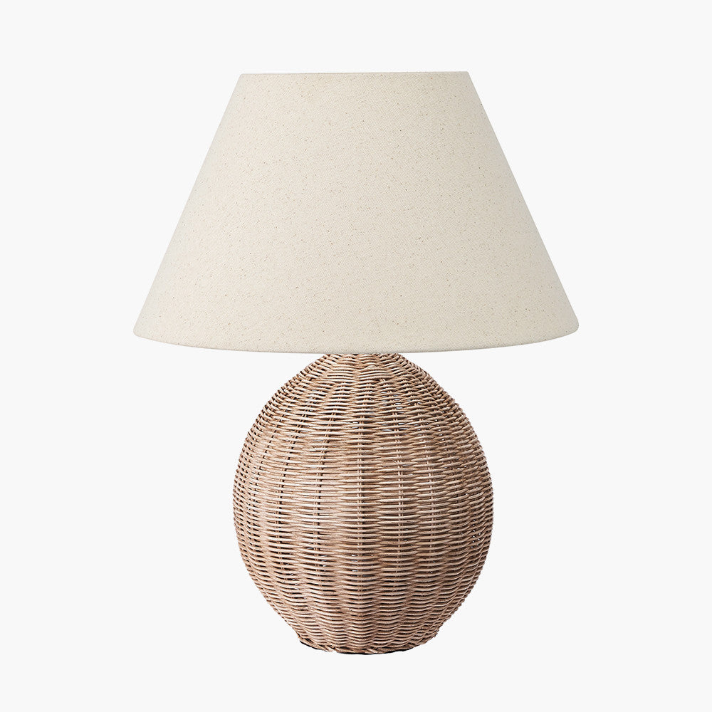 Raffles Large Rattan Cream Wash Table Lamp Base with Seychelles 40cm Cream Slubby Cotton Empire Lampshade