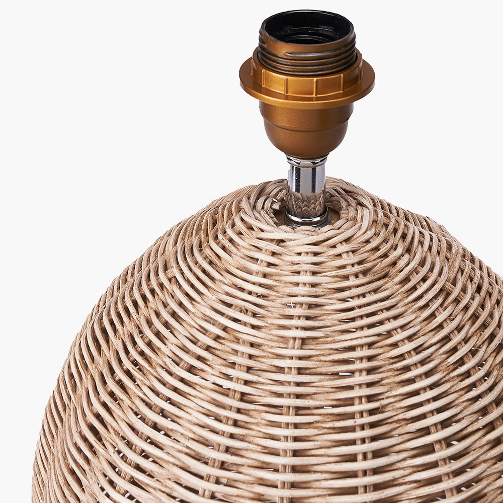 Raffles Large Rattan Cream Wash Table Lamp Base with Seychelles 40cm Cream Slubby Cotton Empire Lampshade