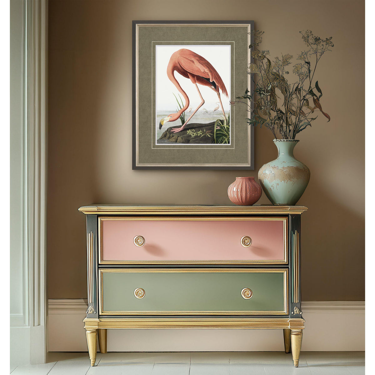 Vintage Flamingo Framed Art Small