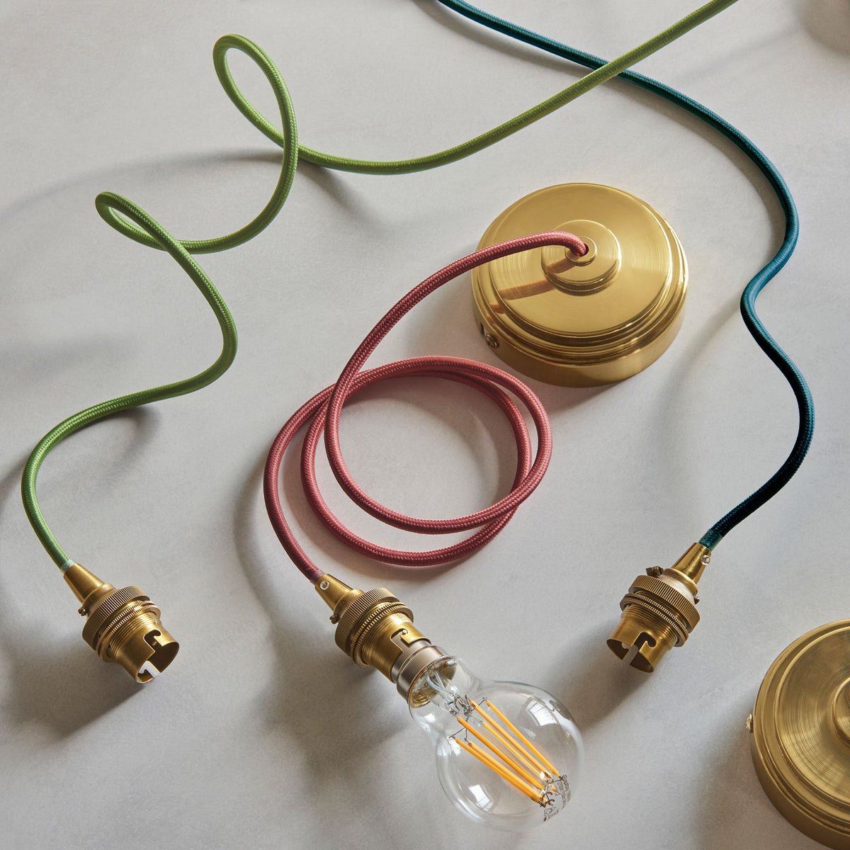 Eltham 1 Pendant Brushed Aged Brass Blue Flex