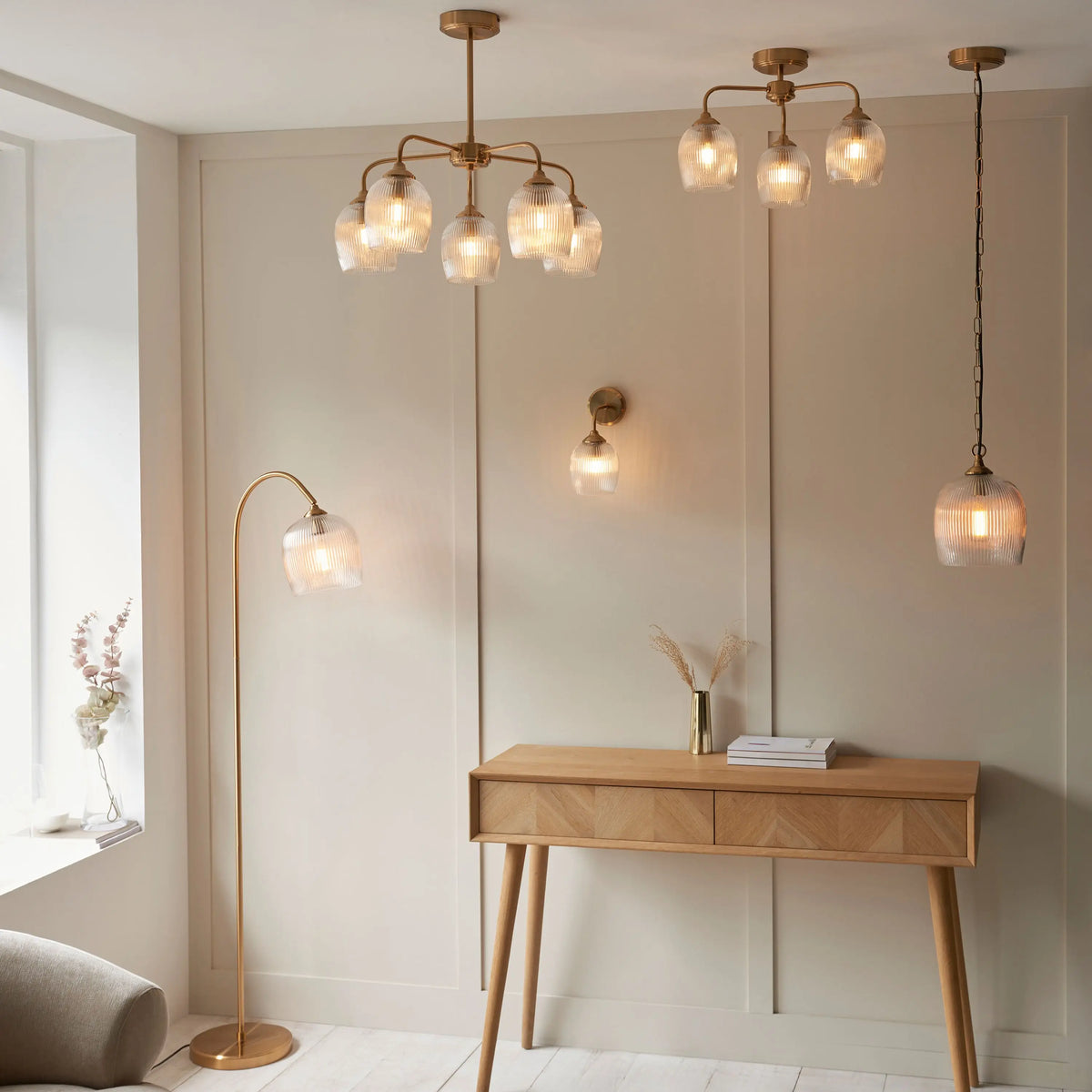 Ashcroft Ribbed Wall Light Brushed Aged Brass