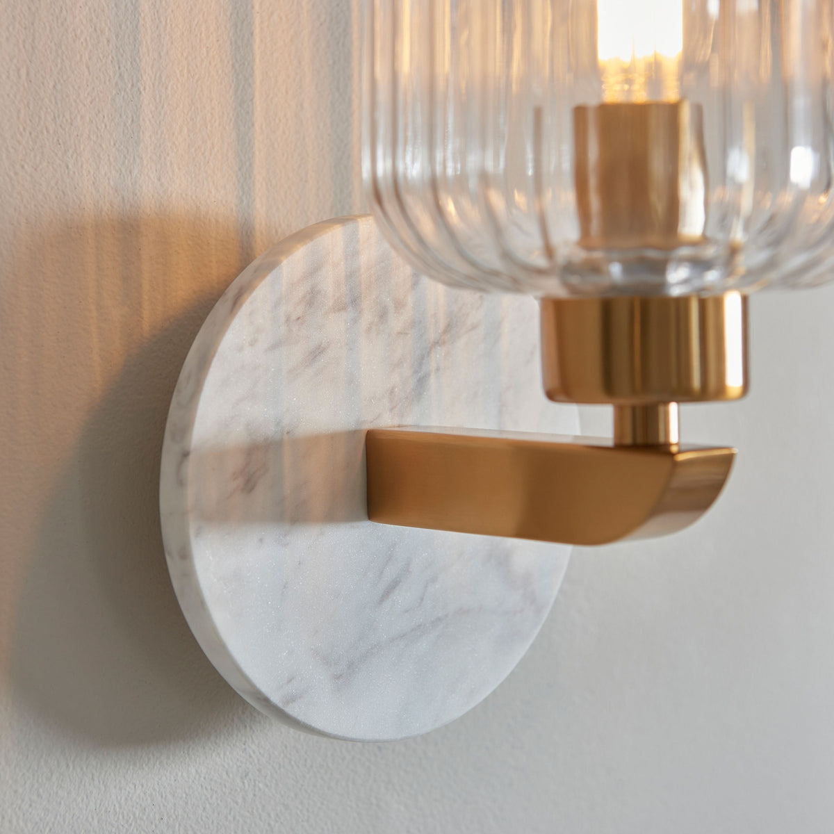 Travi Ribbed Wall Light White Volakas Marble