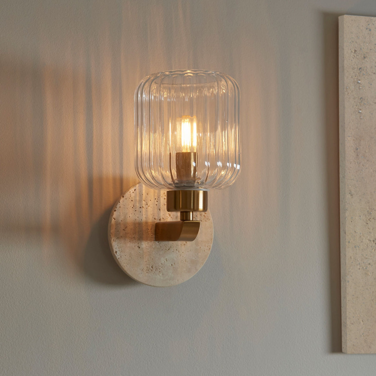 Travi Ribbed Wall Light Beige Textured Marble