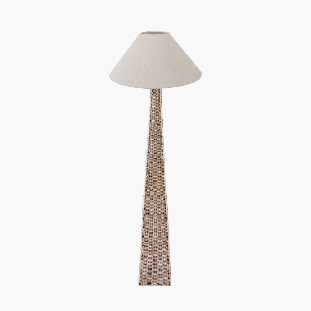 Seacomb Rattan Pyramid Floor Lamp Base with Harley 50cm Slubby Hopsack Empire Lampshade