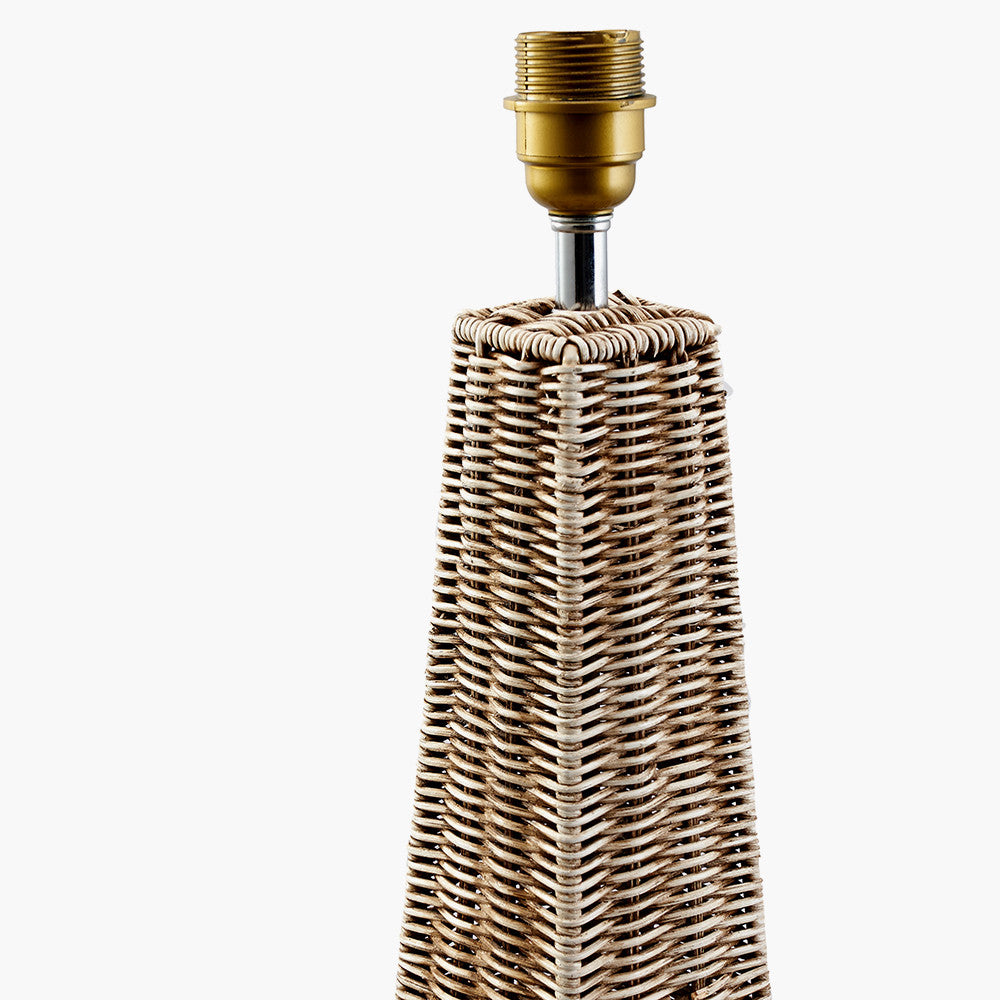 Seacomb Rattan Pyramid Floor Lamp Base with Amelia 45cm Natural Linen Hard Pleat Tapered Lampshade