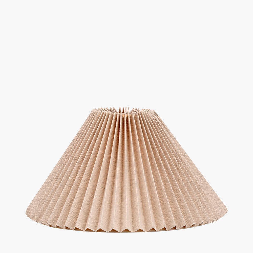 Seacomb Rattan Pyramid Floor Lamp Base with Amelia 45cm Natural Linen Hard Pleat Tapered Lampshade