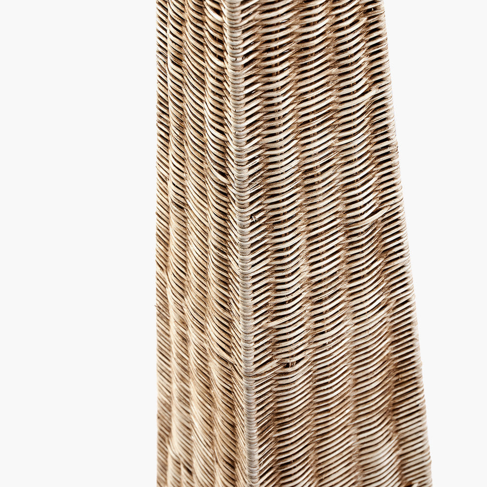 Seacomb Rattan Pyramid Floor Lamp Base with Pyramid 48cm Cream Cotton Tapered Square Lampshade
