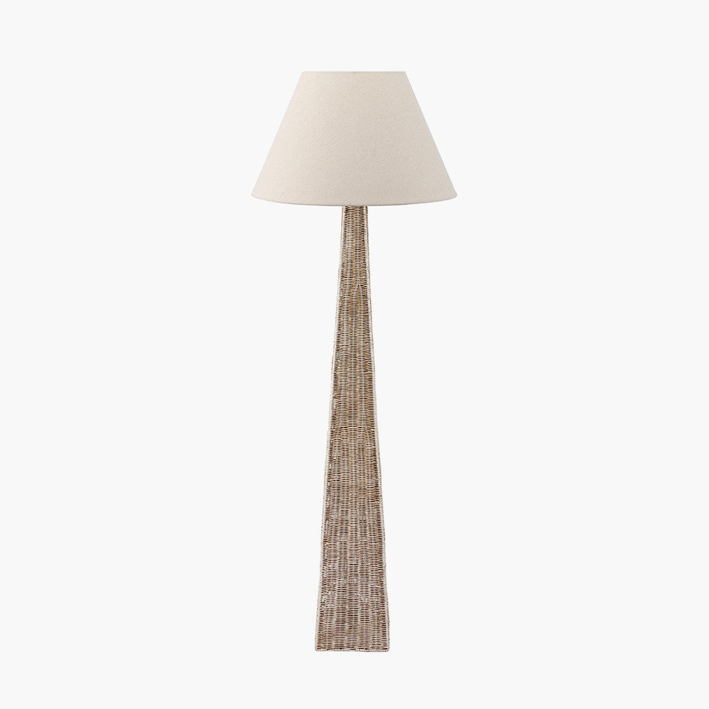 Seacomb Rattan Pyramid Floor Lamp Base with Seychelles 45cm Cream Slubby Cotton Empire Lampshade