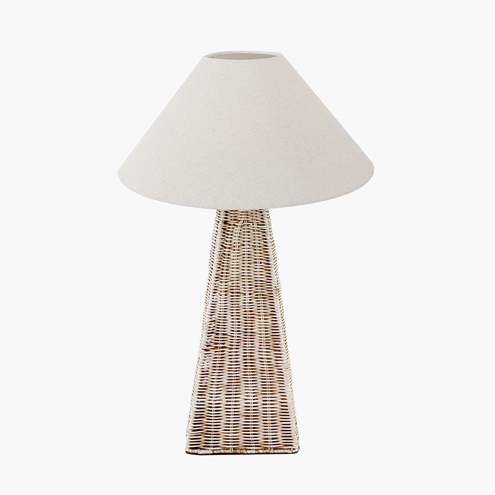 Seacomb Rattan Pyramid Table Lamp Base with Harley 40cm Slubby Hopsack Empire Lampshade