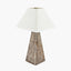 Seacomb Rattan Pyramid Table Lamp Base with Pyramid 35cm Cream Cotton Tapered Square Lampshade