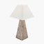 Seacomb Rattan Pyramid Table Lamp Base with Pyramid 35cm Cream Cotton Tapered Square Lampshade