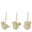 Pearly White Hanging Bird Ornaments 3pk