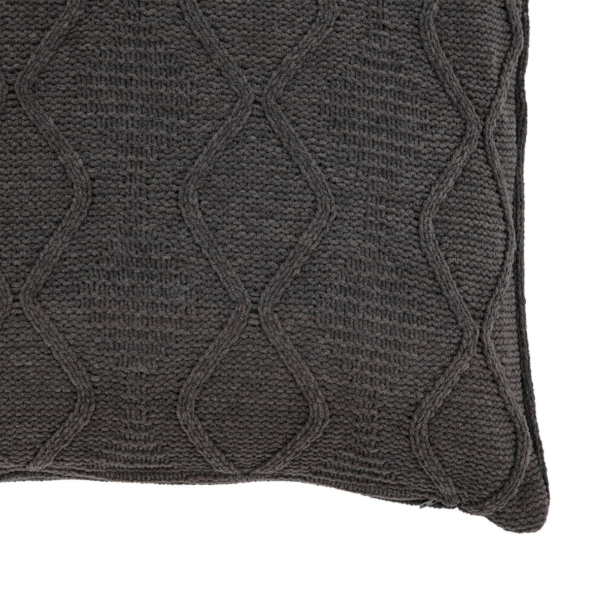 Chenille Cable Cushion Grey