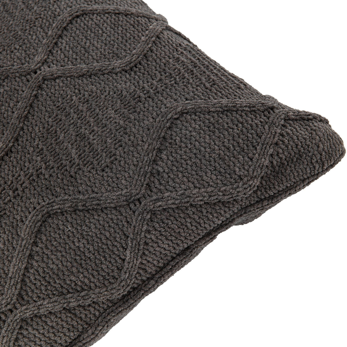 Chenille Cable Cushion Grey