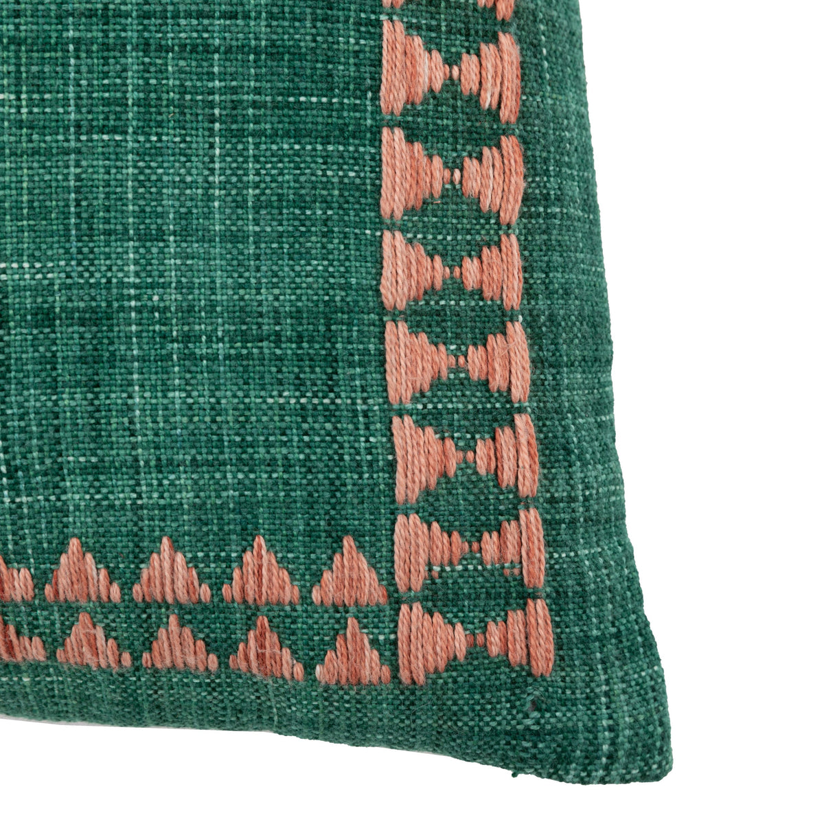 Kai Embroidered Border Cushion Green
