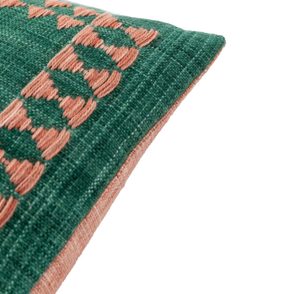 Kai Embroidered Border Cushion Green