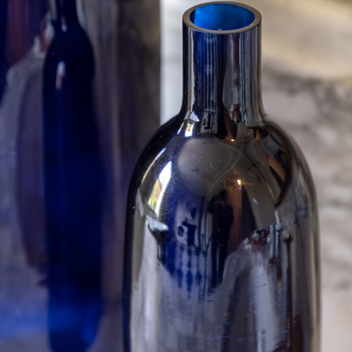 Santo Glass Bottle Vase Ink Small