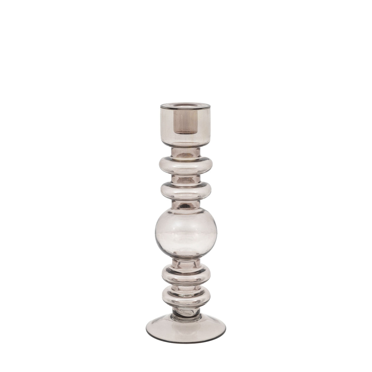 Movera Glass Taper Candlestick Smoke