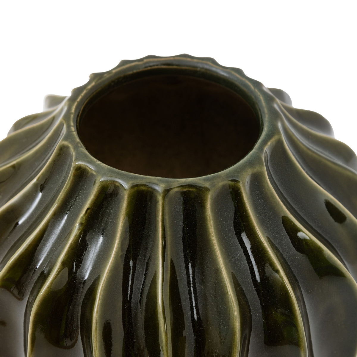 Organic Ribbed Vase Olive Small