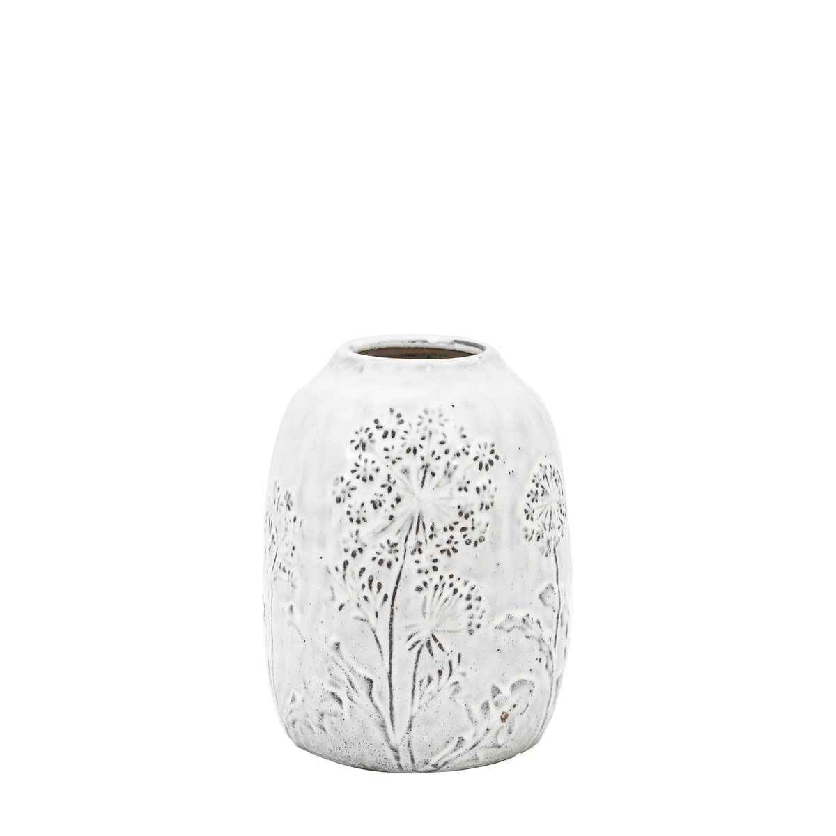 Meadow Embossed Ceramic Vase Stone Small