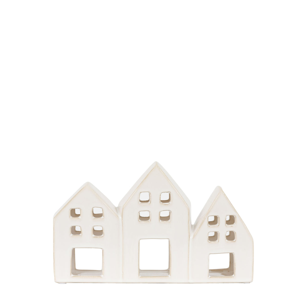Pearly White Houses Tealight Holder Trio