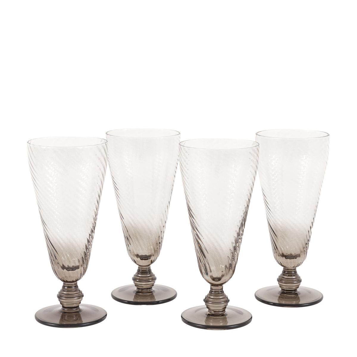 Swirl Flute Glass Smoked Grey 4pk